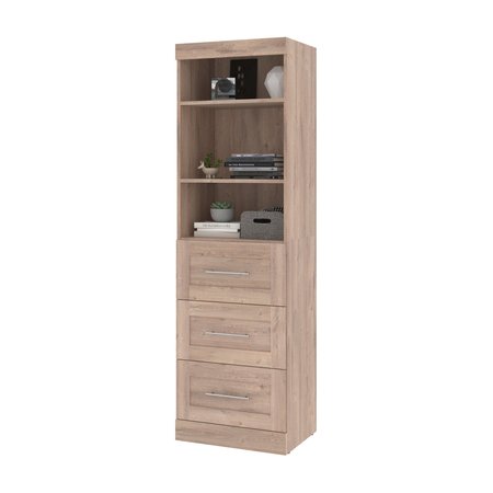 Bestar Pur 25W Storage Unit with 3 Drawers in rustic brown 26871-000009